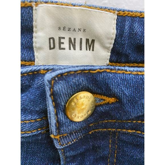 Women's Sezane Denim High Rise Mom Jeans Cotton Stretch Medium Wash French 32 - Picture 5 of 10